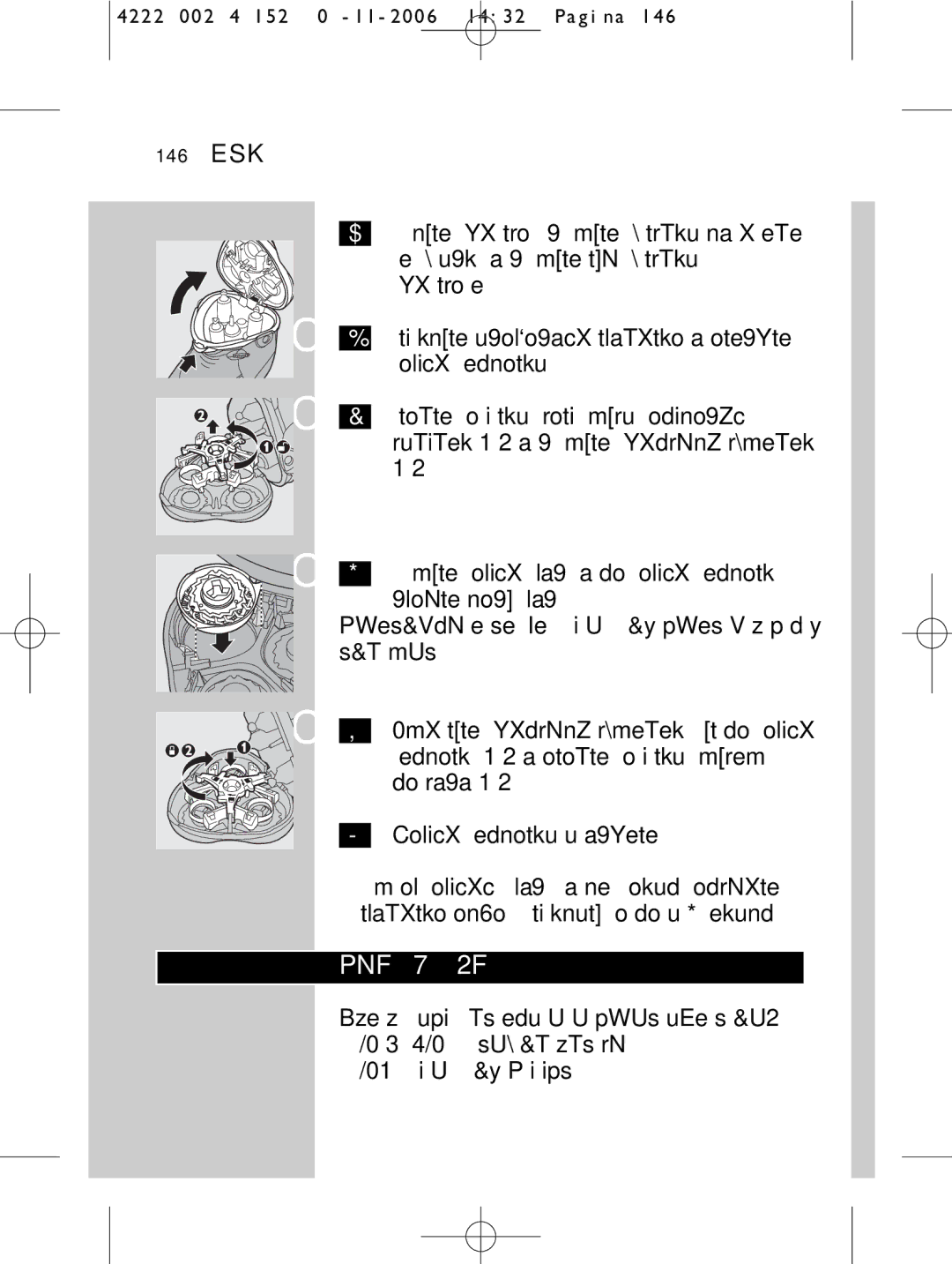 HQ 9160 manual Příslušenství, 146 Česky, Přístroje, Holicí jednotku 