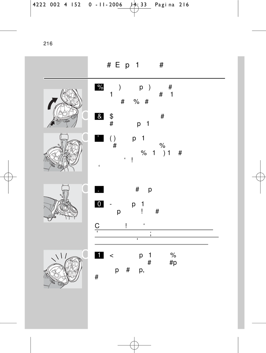 HQ 9160 manual Всеки ден бръснещ блок и отделение за косми, 216 Български 