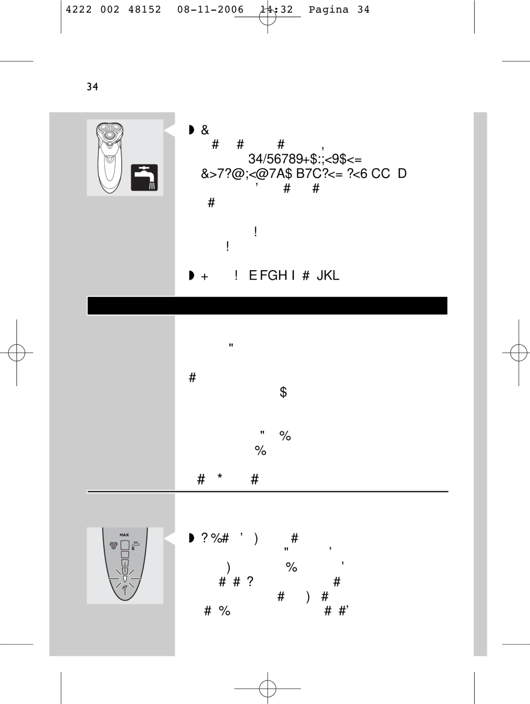 HQ 9160 manual Зарядка, Индикация зарядки, 34 Русский 