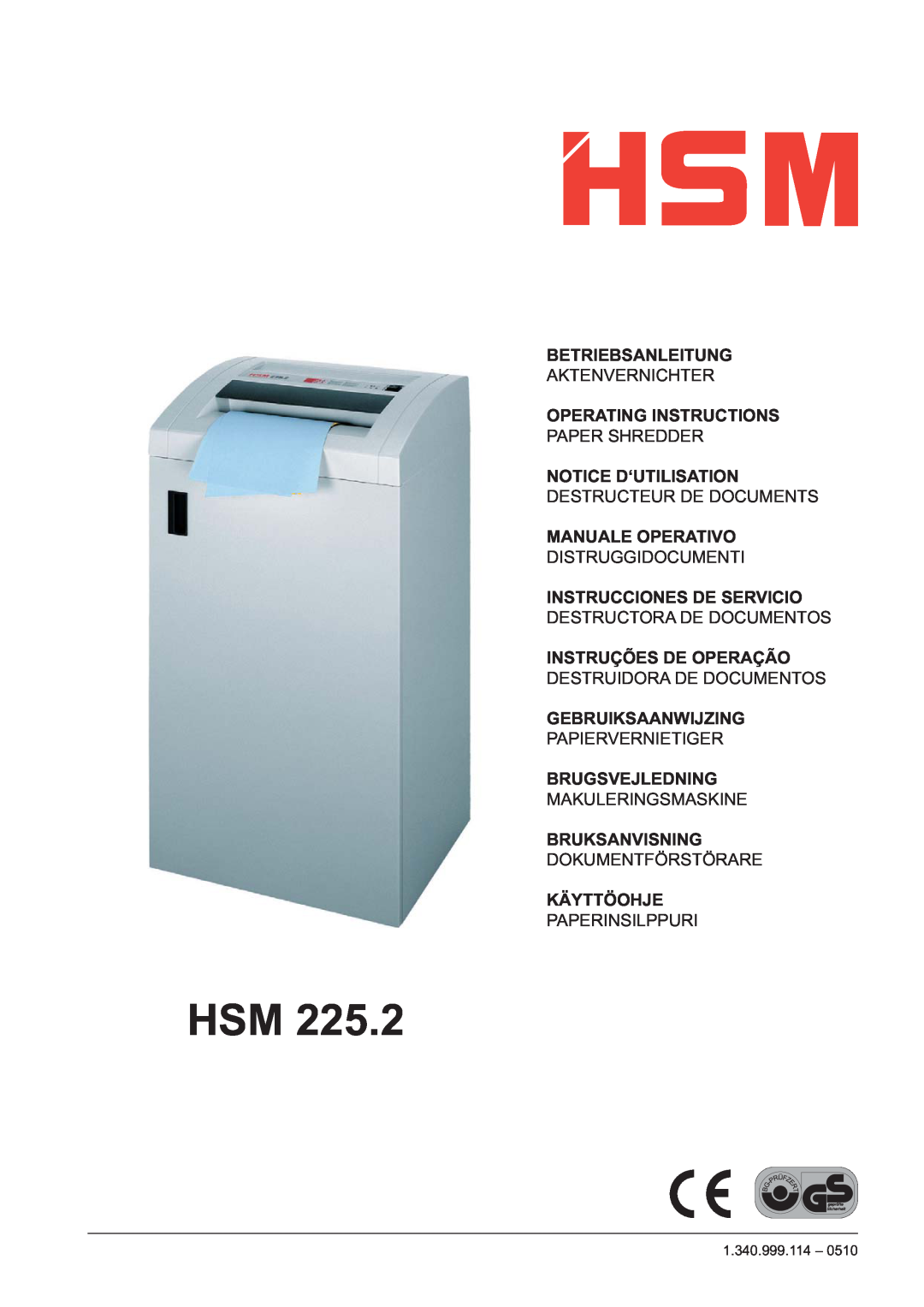 HSM 225.2 operating instructions 