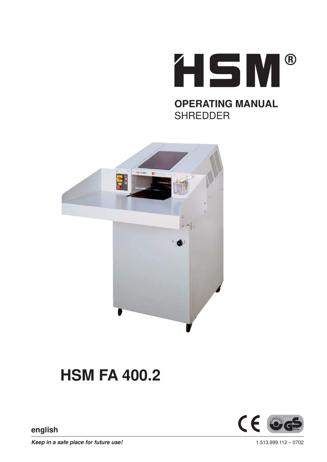 HSM HSM FA 400.2 manual Hsm Fa, English 