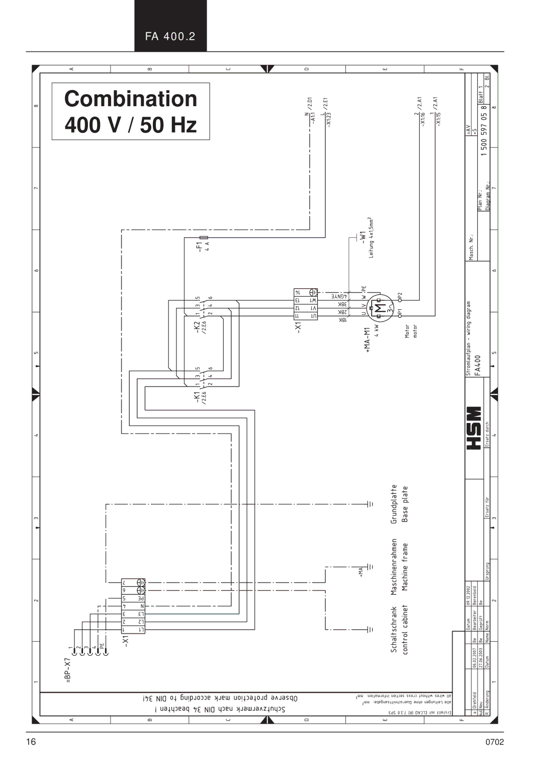 HSM HSM FA 400.2 manual Combination 