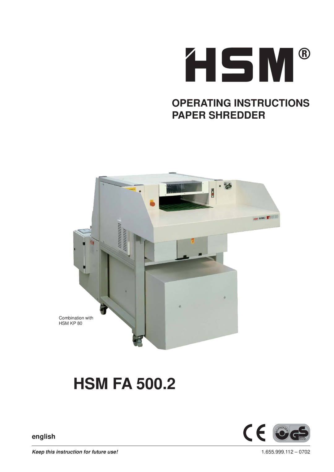 HSM HSM FA 500.2 manual Hsm Fa, English 