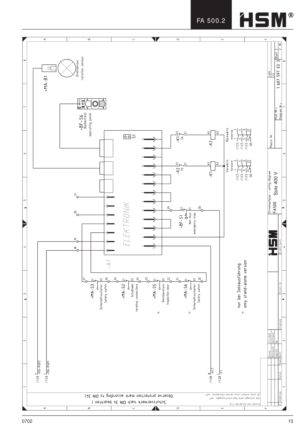 HSM HSM FA 500.2 manual Solo 400 