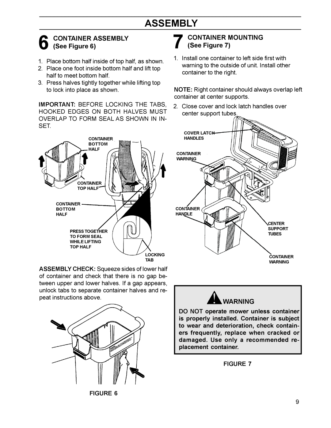 HTC 110163 / CZ38 manual CONTAINER MOUNTING See Figure, CONTAINER ASSEMBLY See Figure, Assembly 