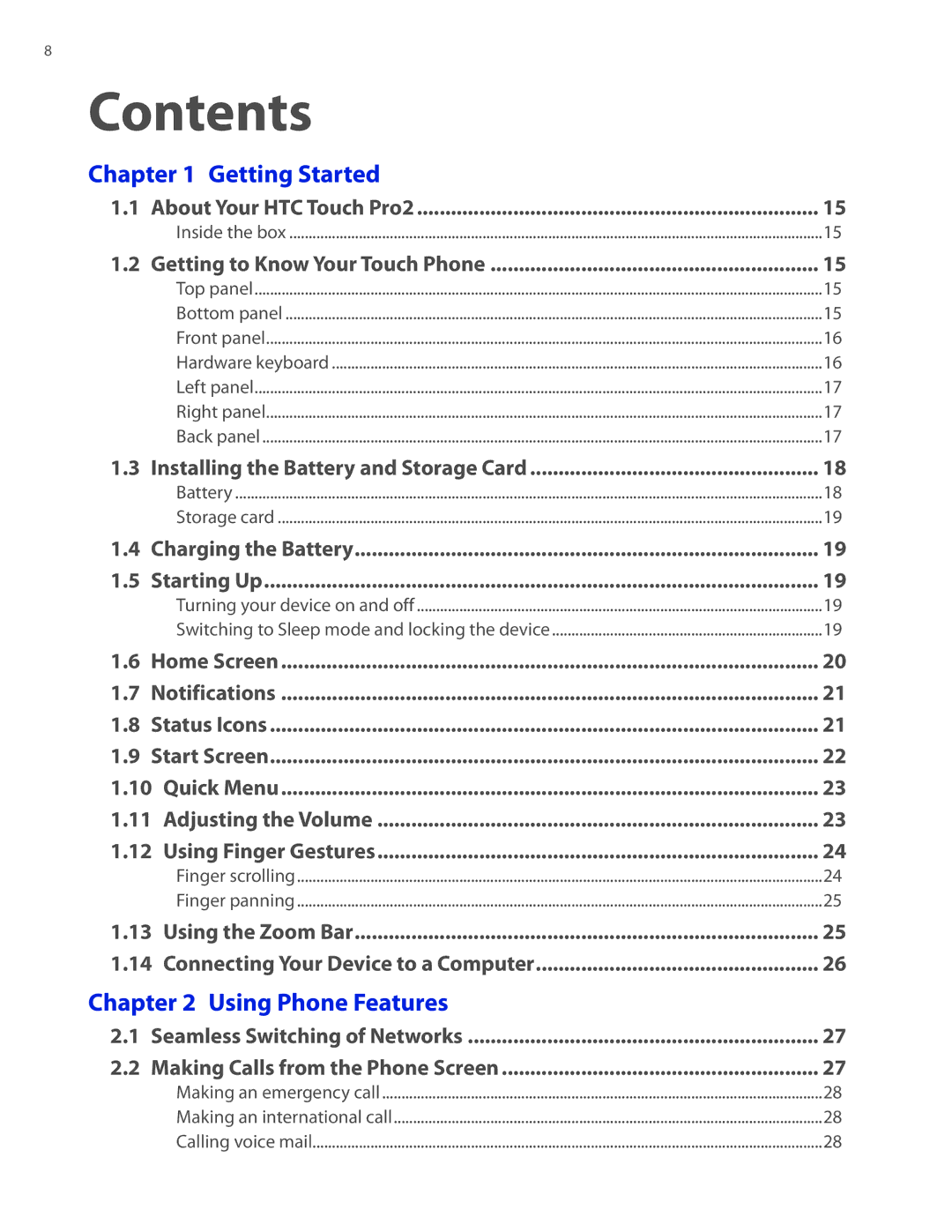 HTC 2 user manual Contents 