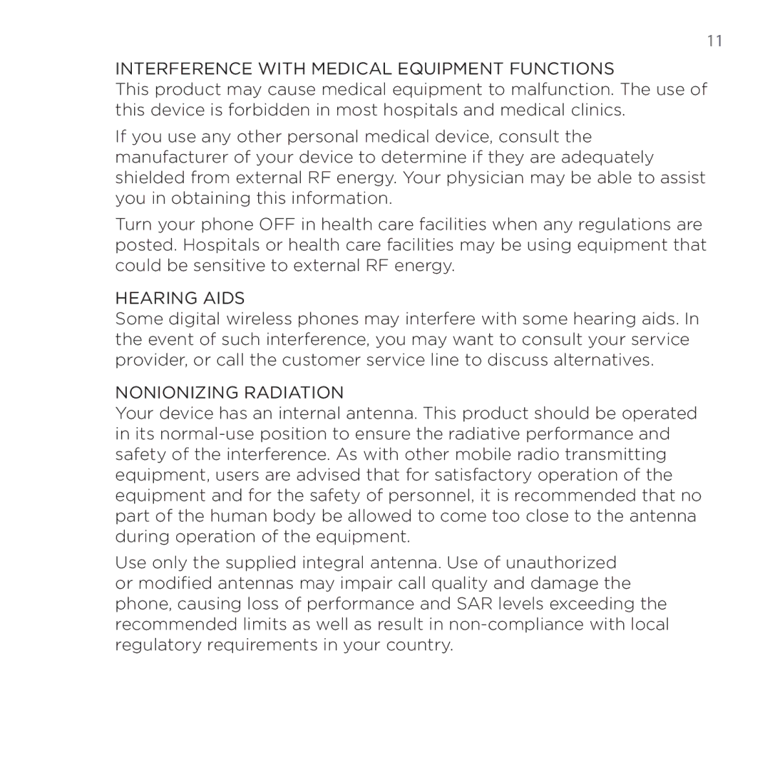 HTC 200 manual Interference with Medical Equipment Functions 