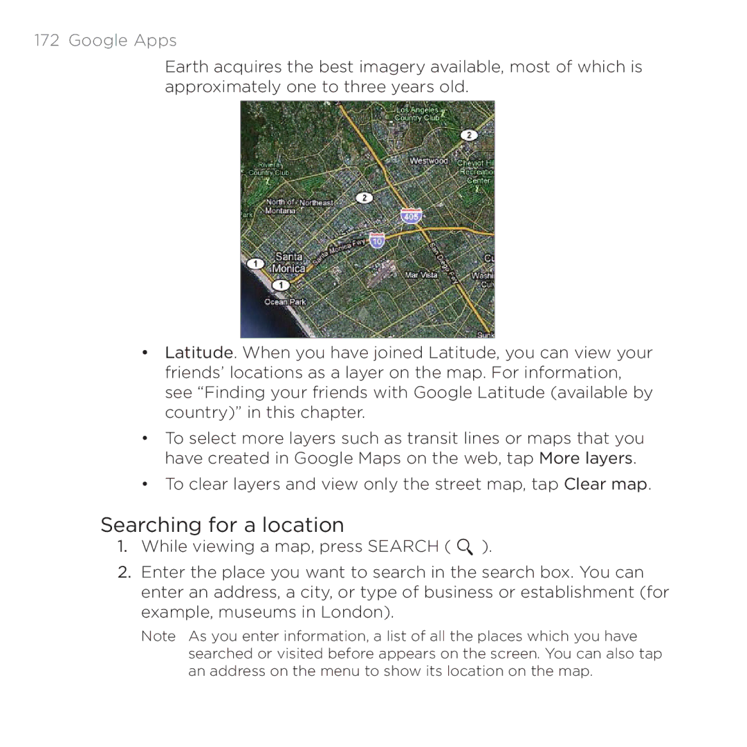 HTC 200 manual Searching for a location 