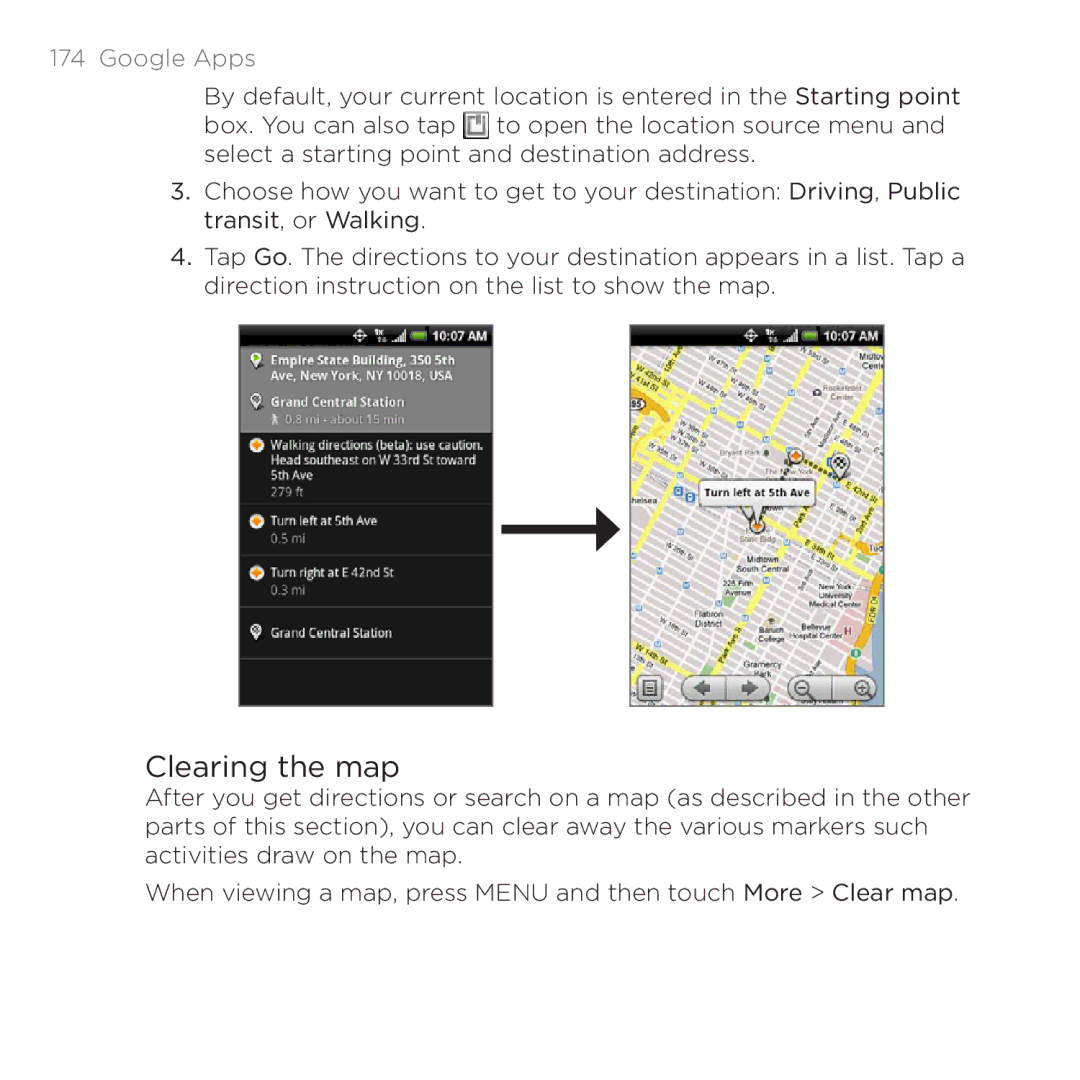 HTC 200 manual Clearing the map 