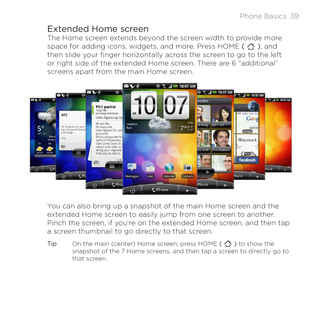 HTC 200 manual Extended Home screen 