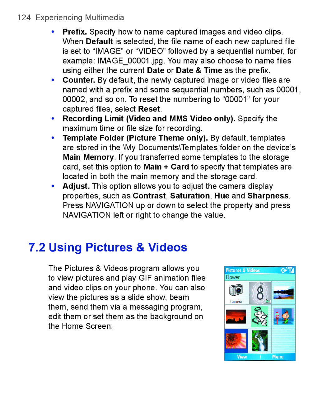 HTC 3100, 3125 user manual Using Pictures & Videos 