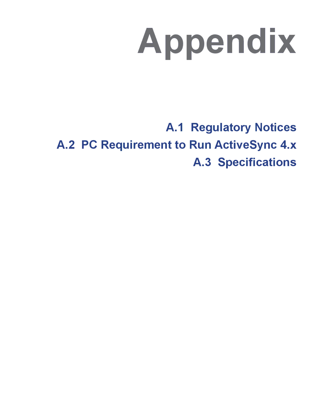 HTC 3100, 3125 user manual Appendix 