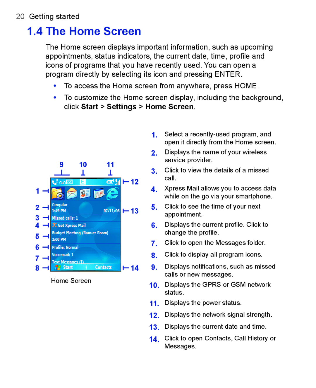 HTC 3100, 3125 user manual Click to see the time of your next 