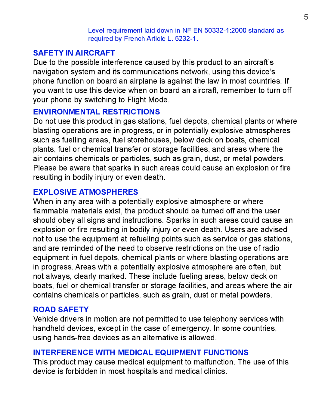 HTC 3125, 3100 user manual Safety in Aircraft 