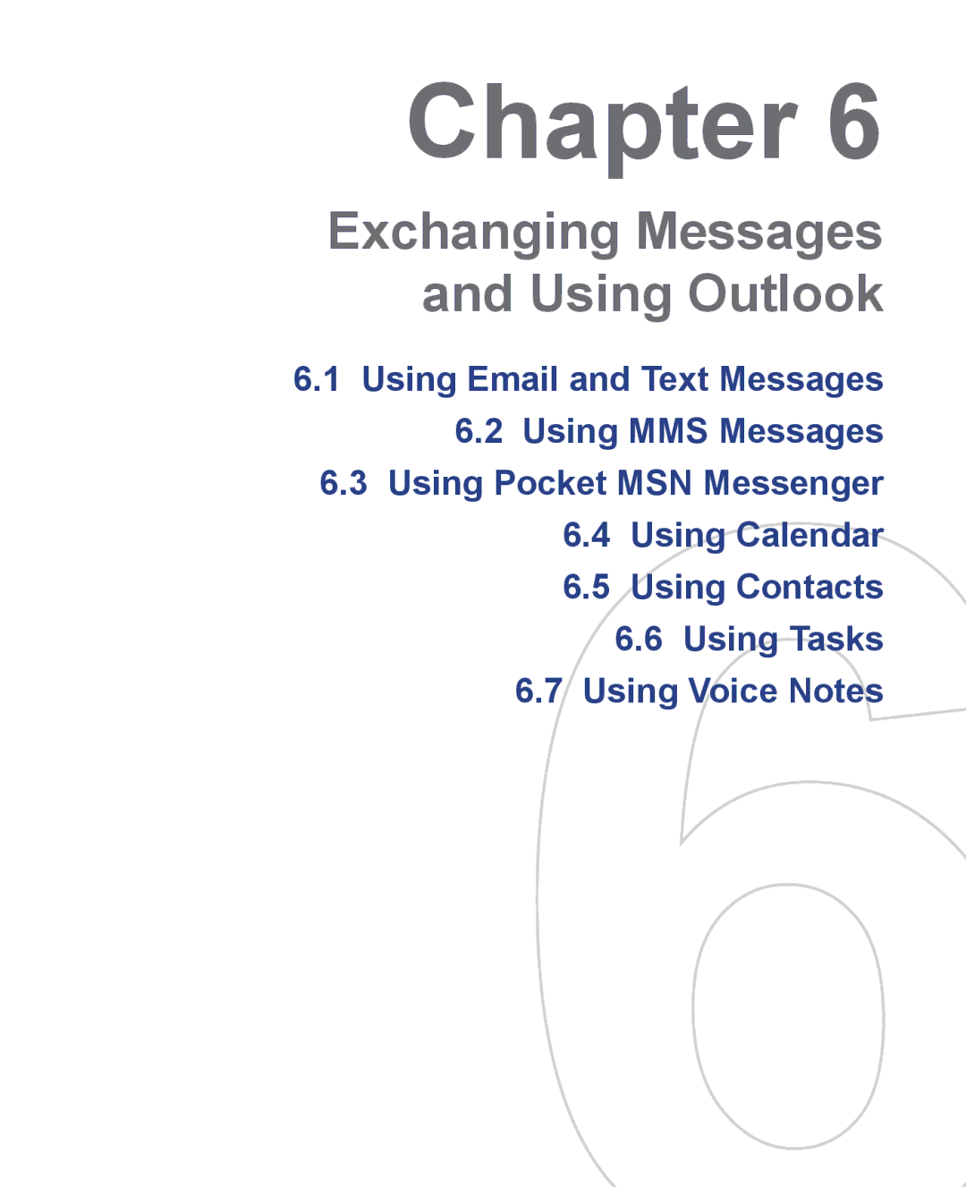 HTC 3100, 3125 user manual Exchanging Messages and Using Outlook 