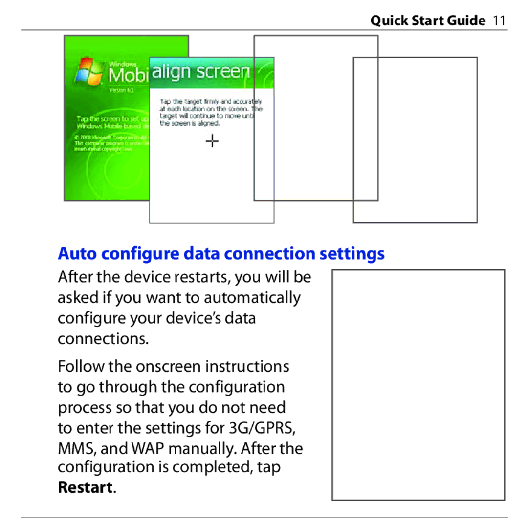 HTC 3G quick start Auto configure data connection settings 