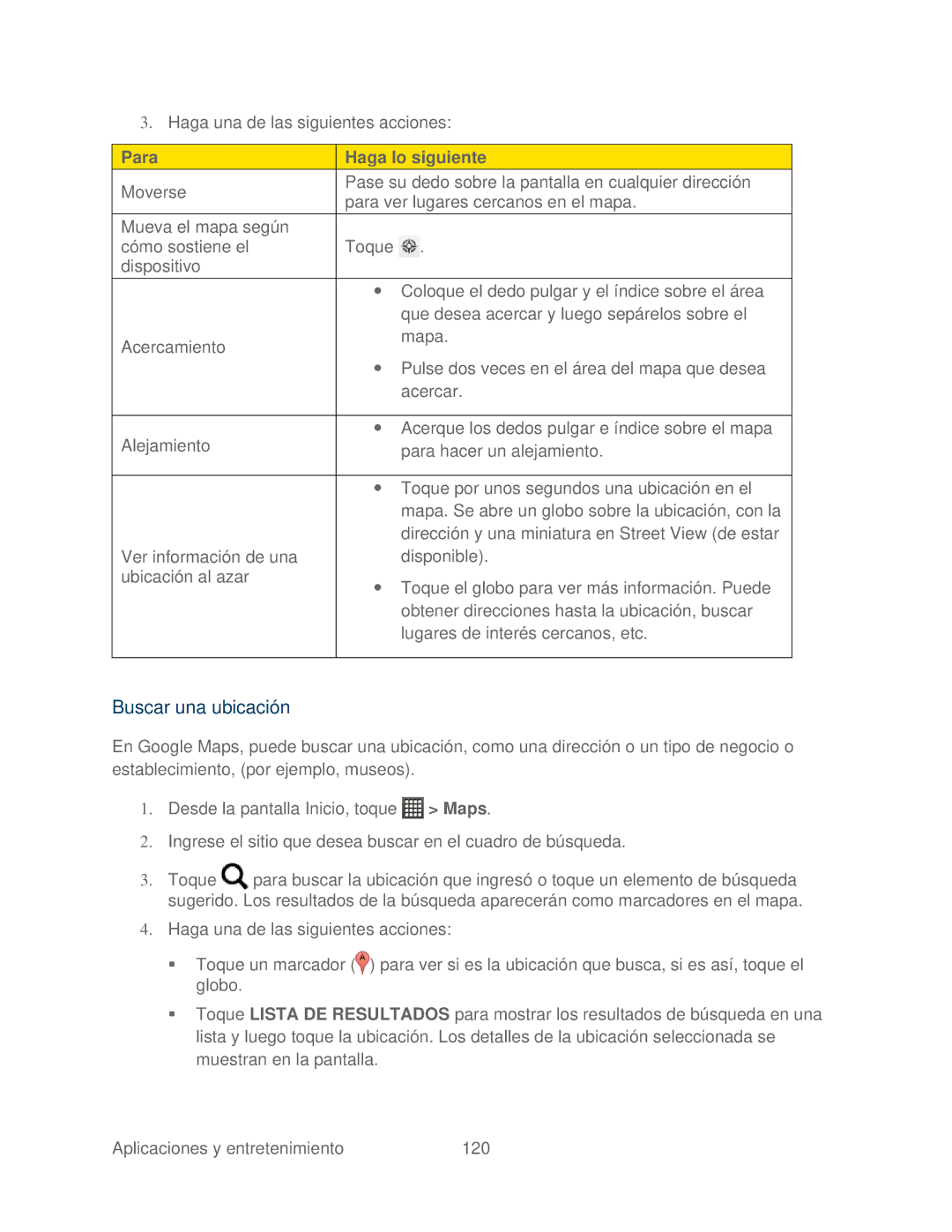 HTC 4G manual Buscar una ubicación, Para Haga lo siguiente 