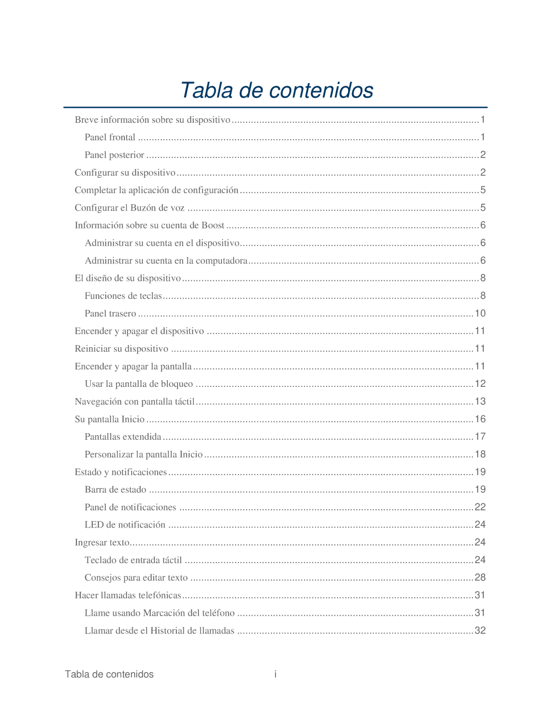 HTC 4G manual Tabla de contenidos 