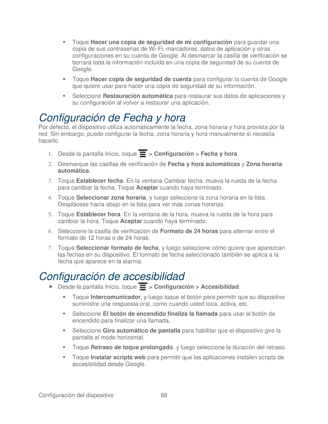 HTC 4G manual Configuración de Fecha y hora, Configuración de accesibilidad 