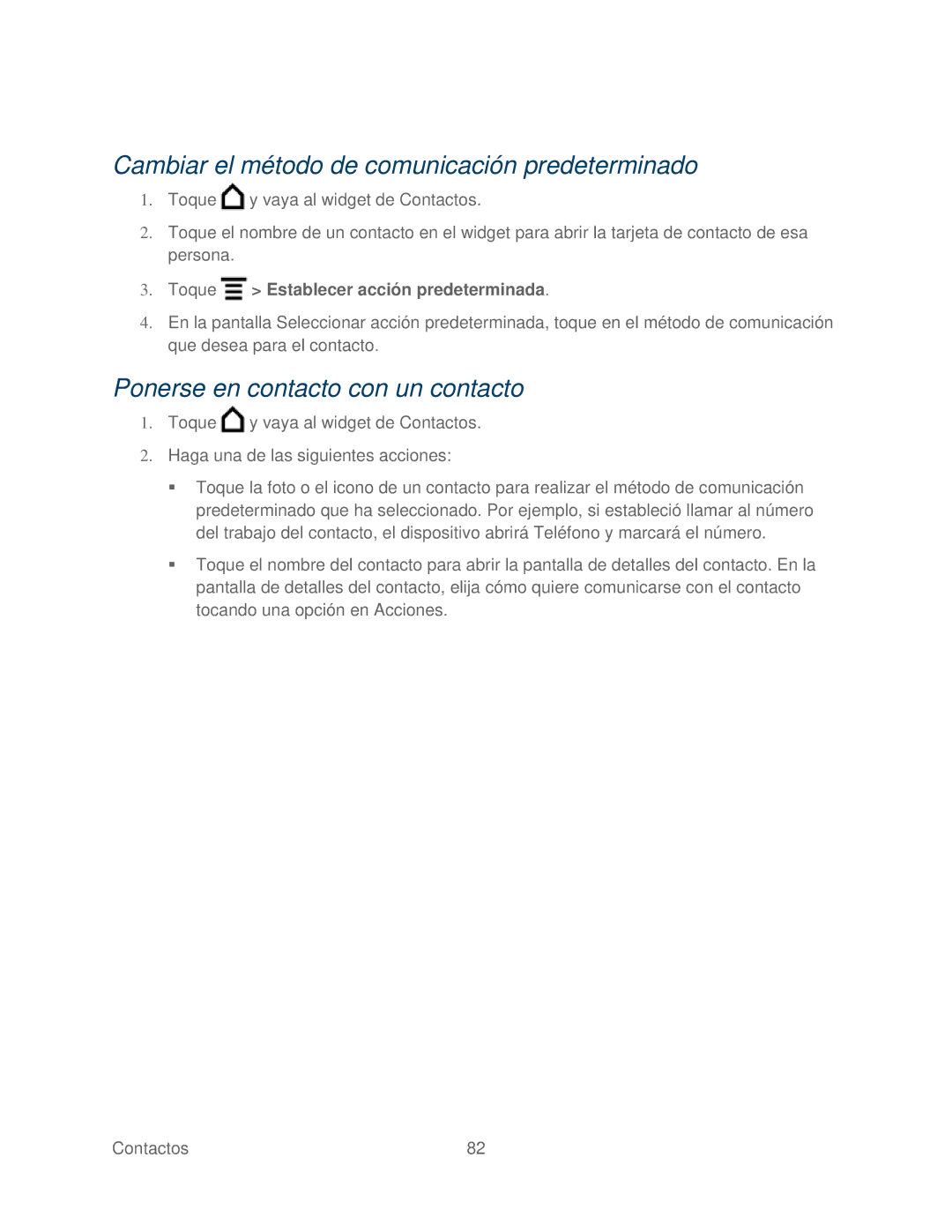 HTC 4G manual Cambiar el método de comunicación predeterminado, Ponerse en contacto con un contacto 