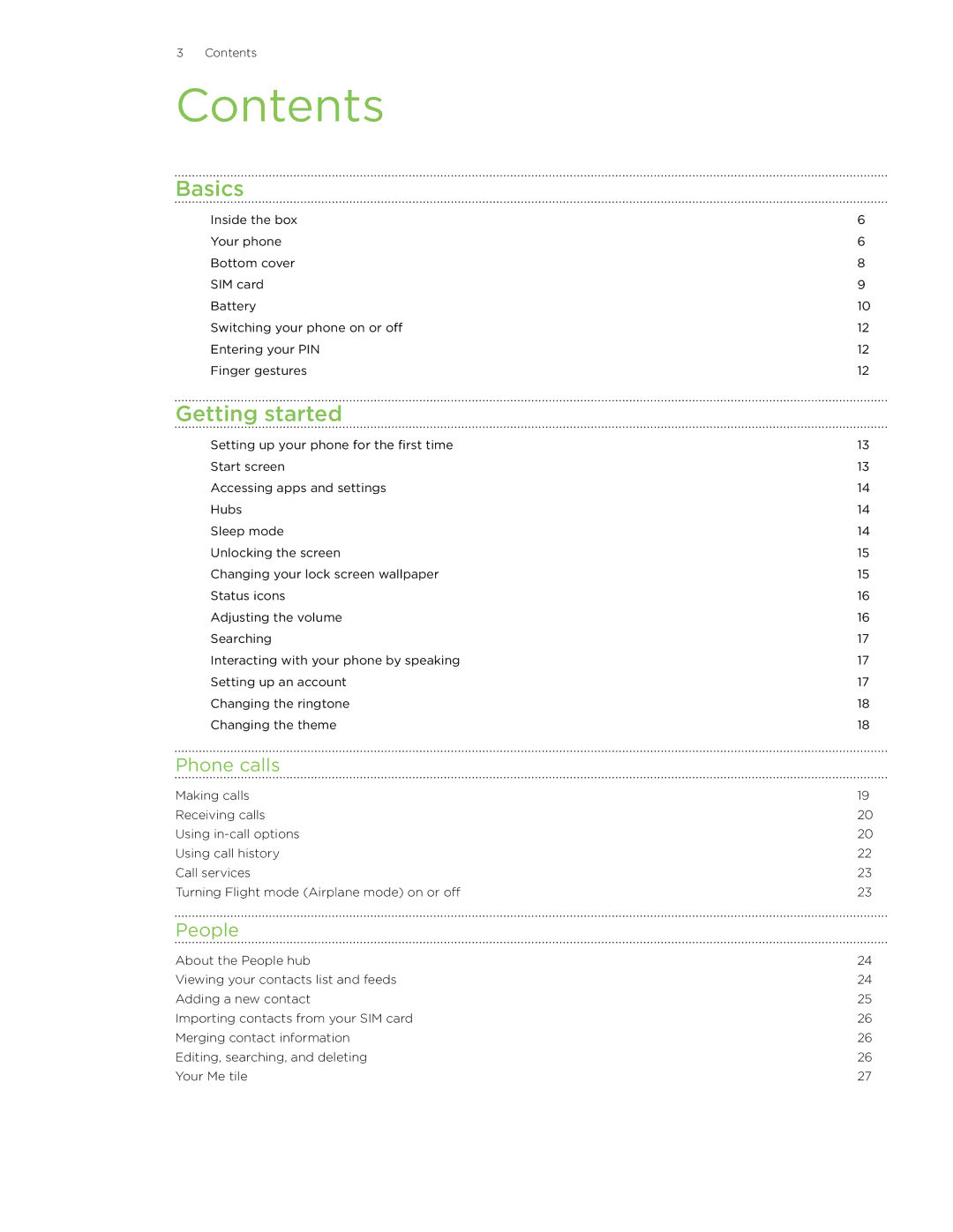 HTC 7 manual Contents 