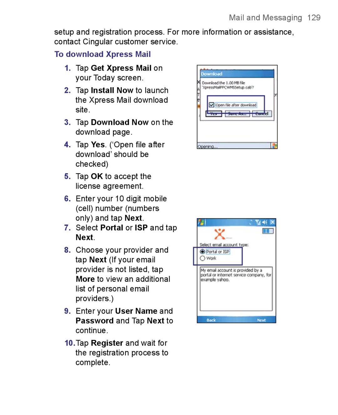 HTC 8500 user manual To download Xpress Mail 