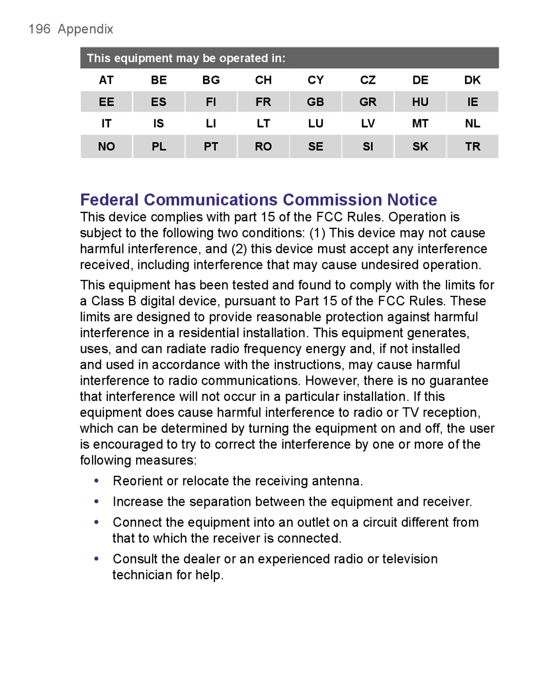 HTC 8500 user manual Federal Communications Commission Notice, This equipment may be operated 