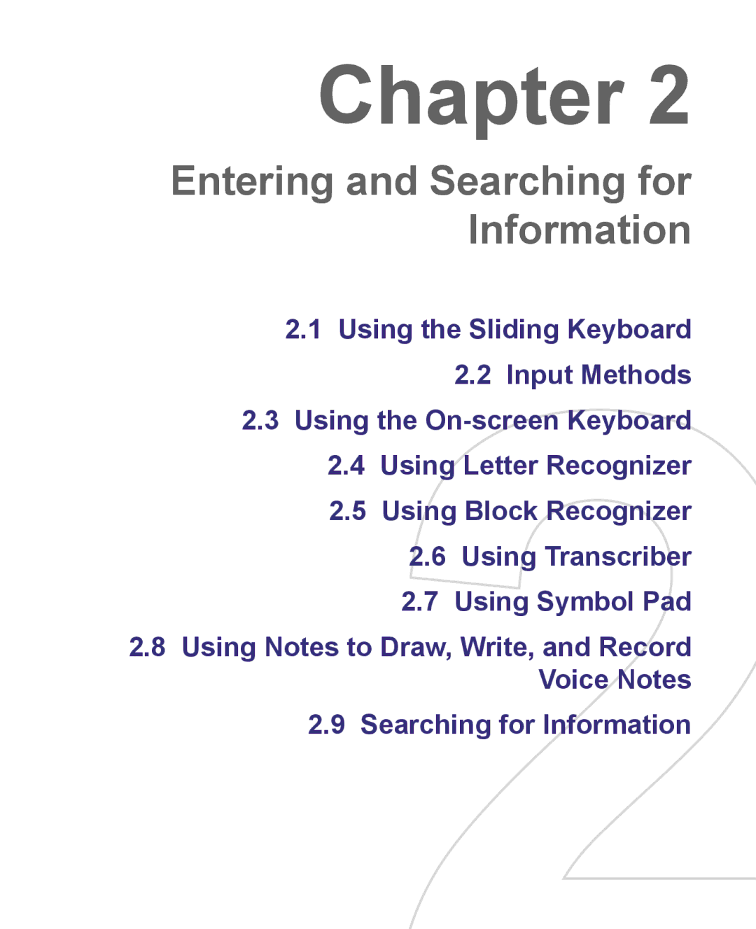 HTC 8500 user manual Entering and Searching for Information 