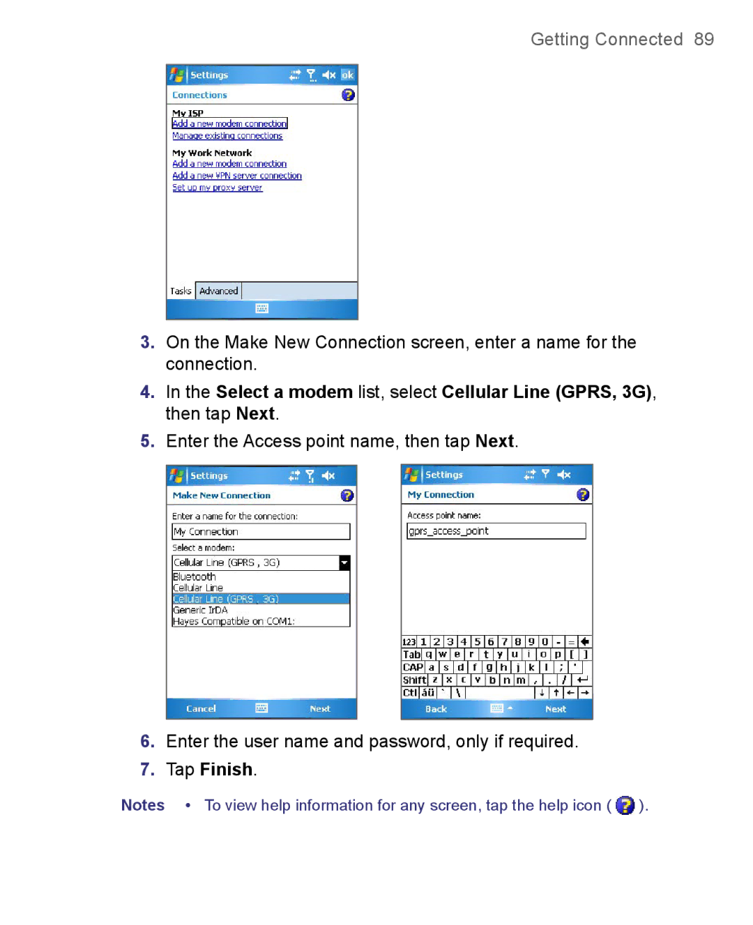 HTC 8500 user manual Tap Finish 