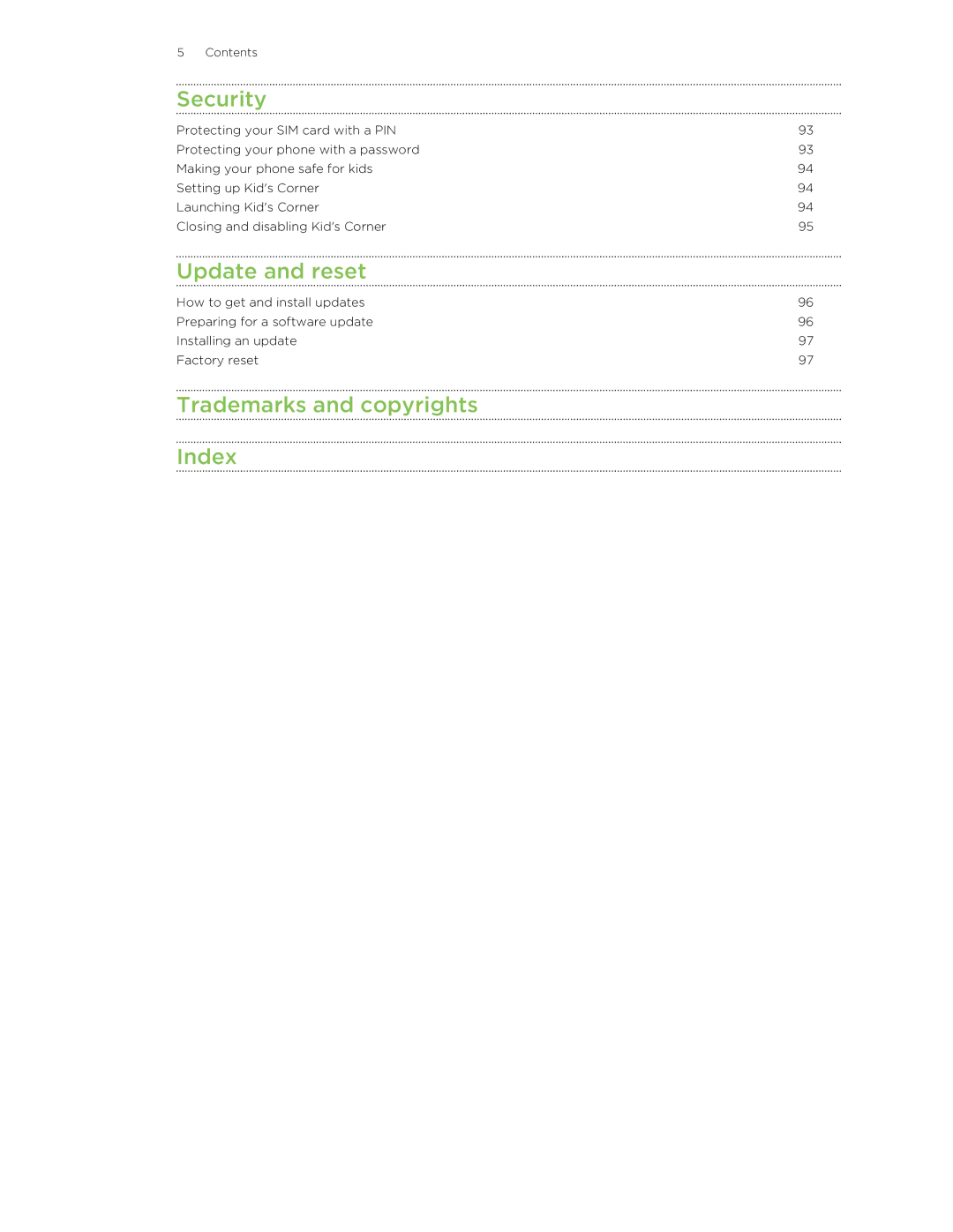 HTC 8S manual Trademarks and copyrights Index 