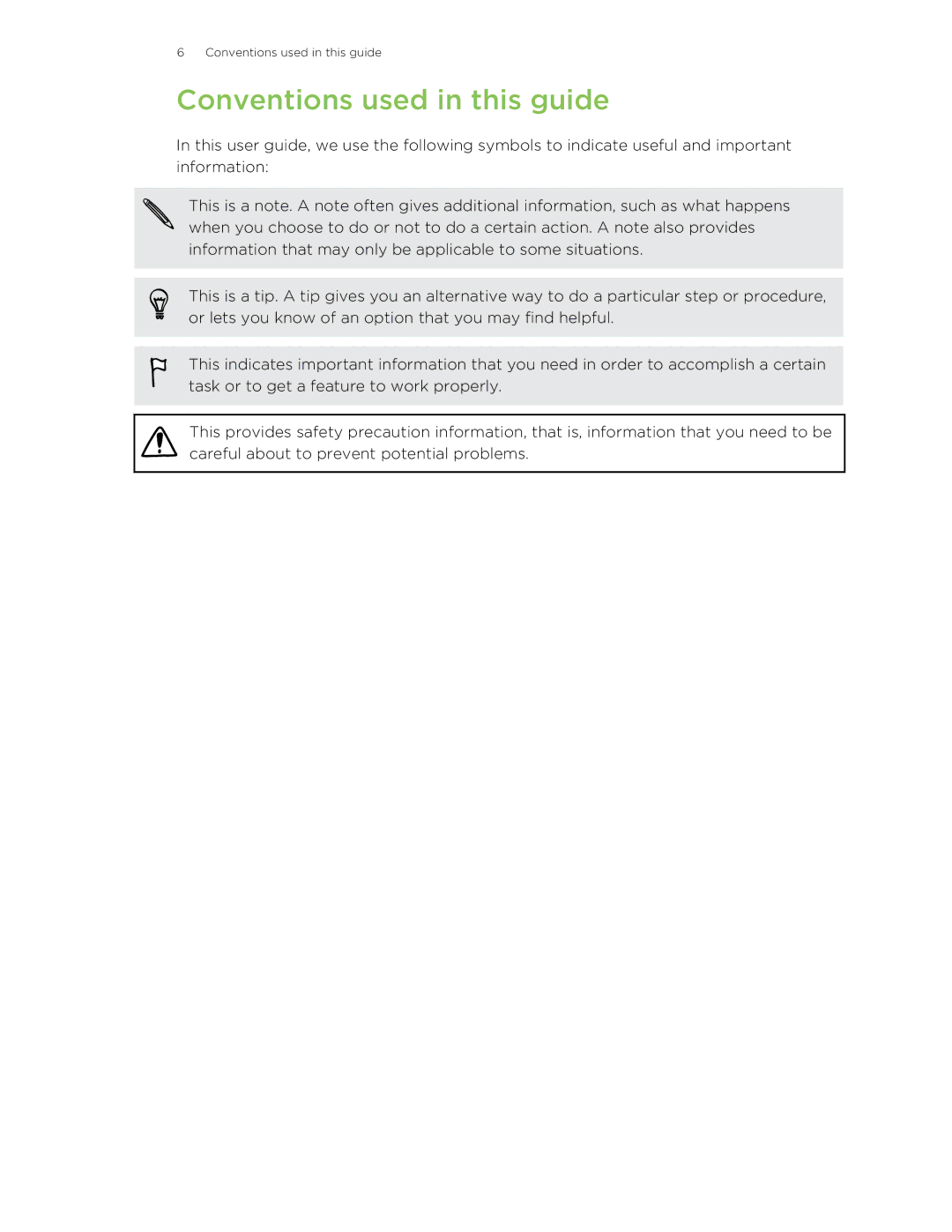 HTC 8S manual Conventions used in this guide 