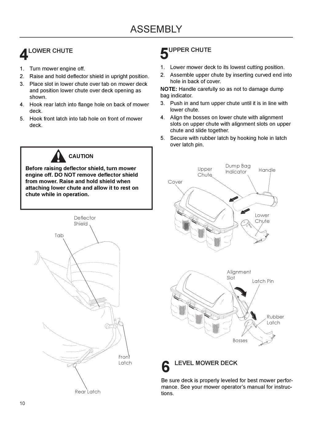 HTC 968 999732 manual 4LOWER Chute, 5UPPER Chute, Level Mower Deck 