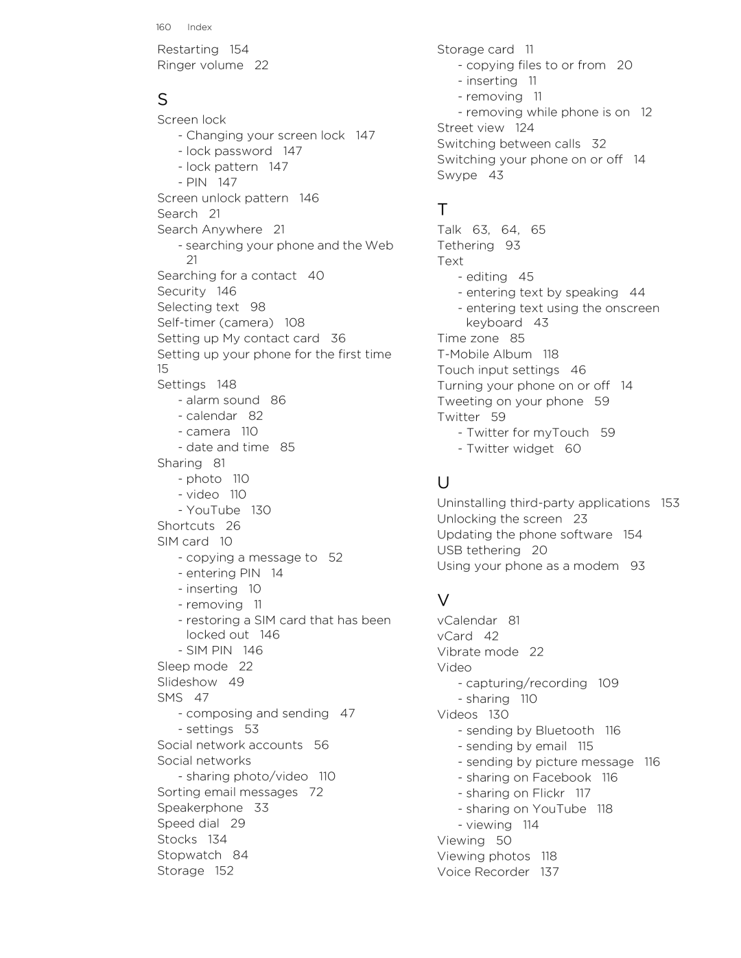 HTC 99HLR002-00 manual Index 