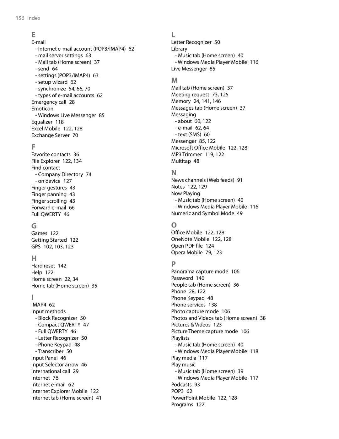 HTC AM171 manual Index 