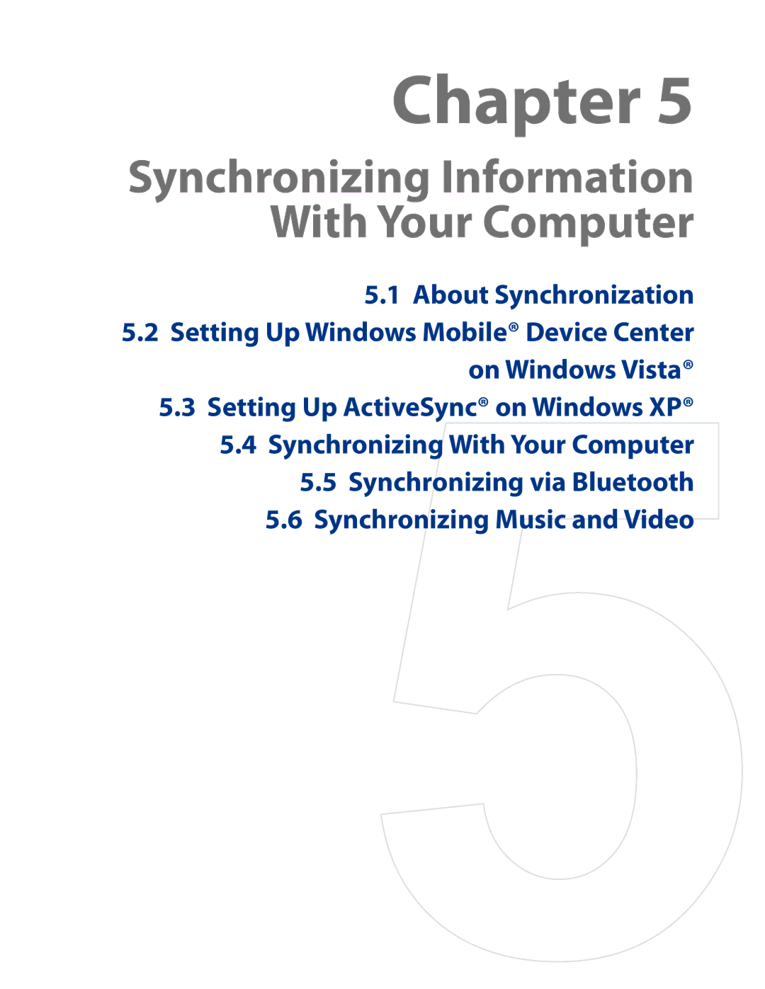 HTC AM171 manual Synchronizing Information With Your Computer 