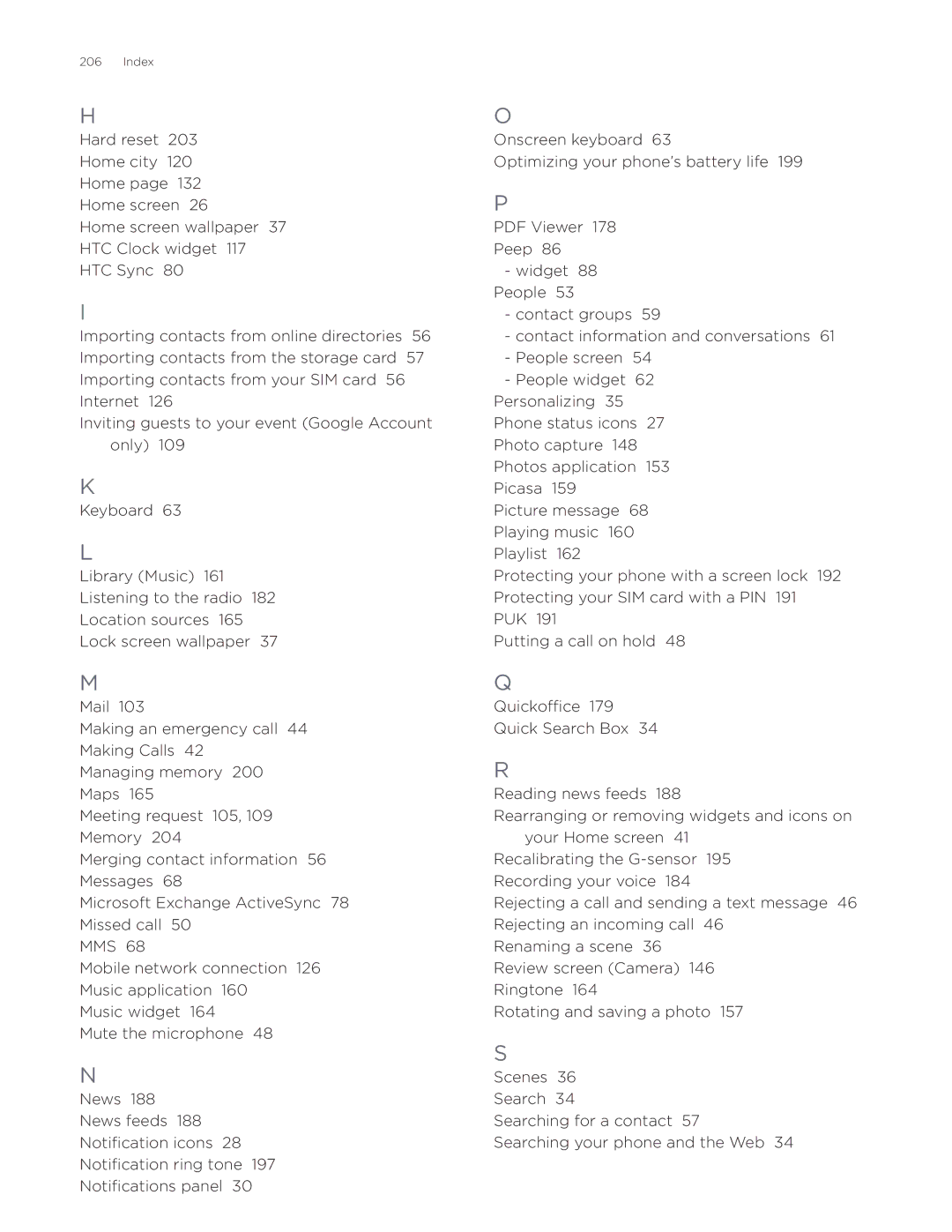 HTC Aria manual Index 