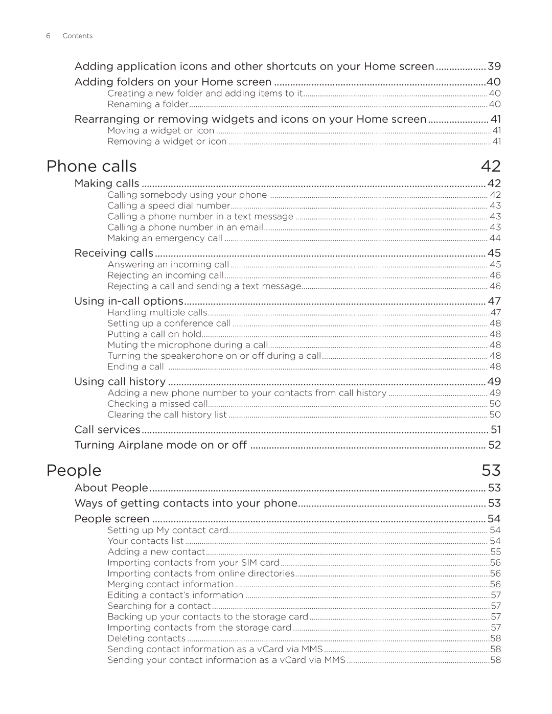 HTC Aria manual Phone calls, People 