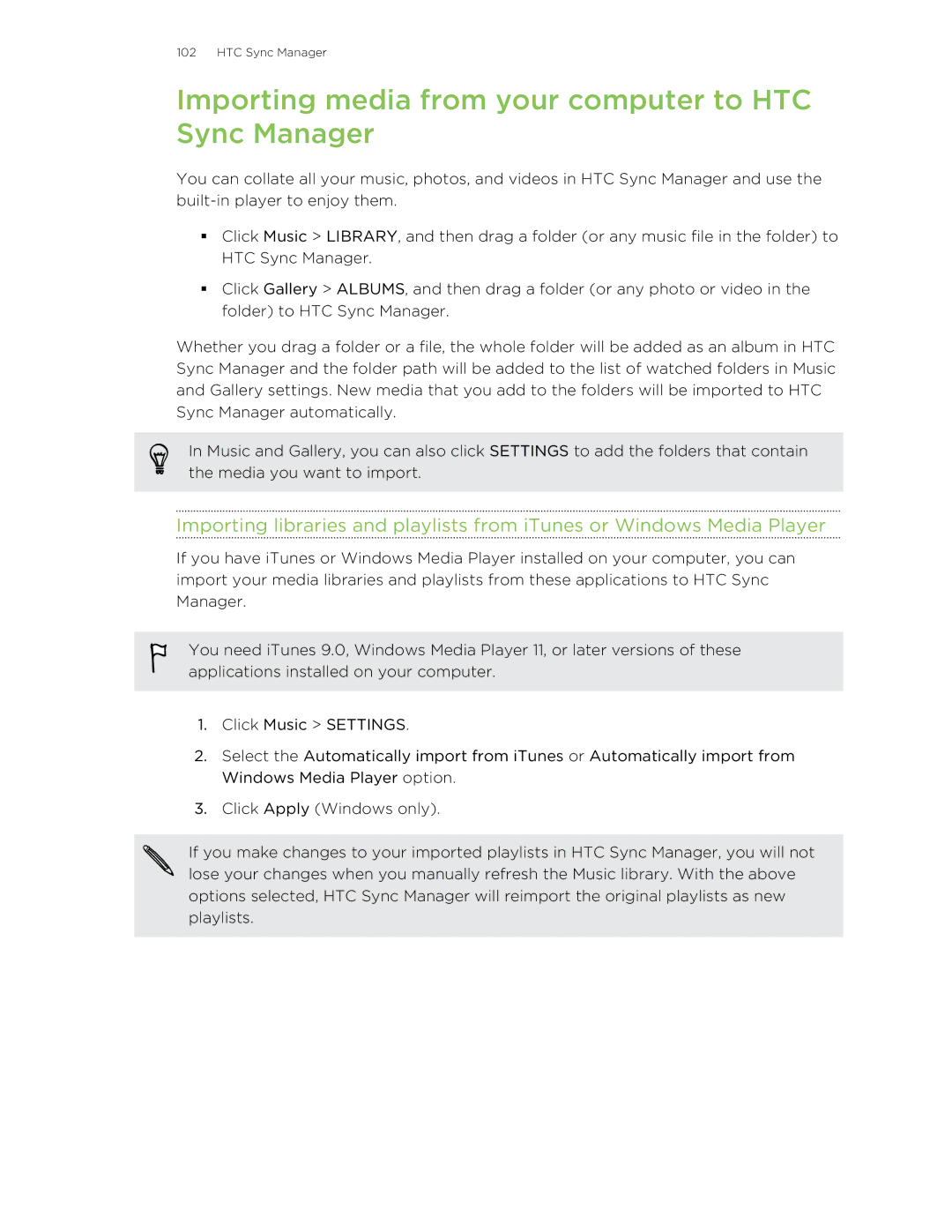 HTC Butterfly manual Importing media from your computer to HTC Sync Manager 