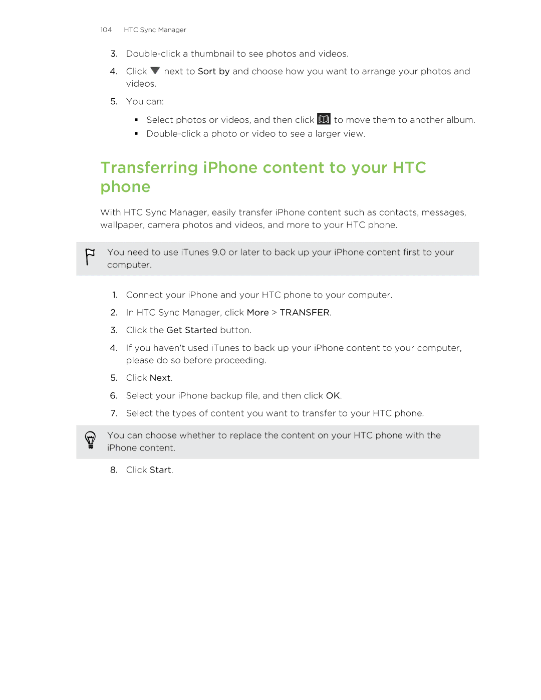 HTC Butterfly manual Transferring iPhone content to your HTC phone 