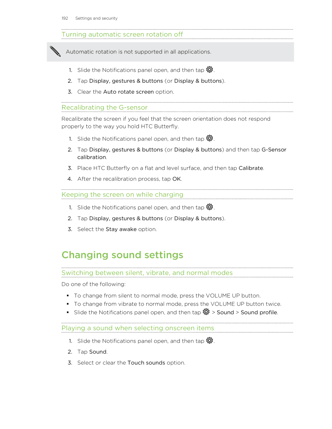 HTC Butterfly manual Changing sound settings 