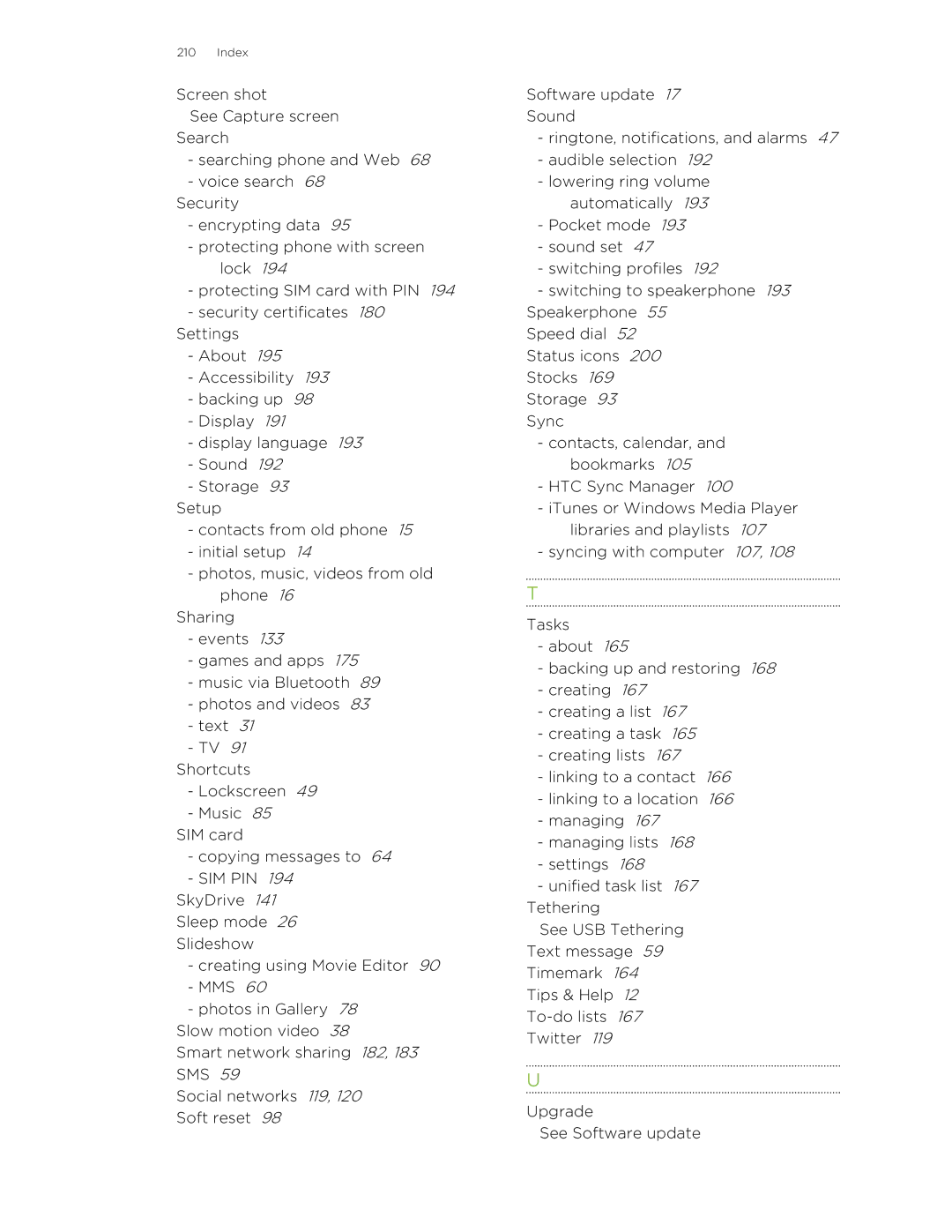 HTC Butterfly manual Index 