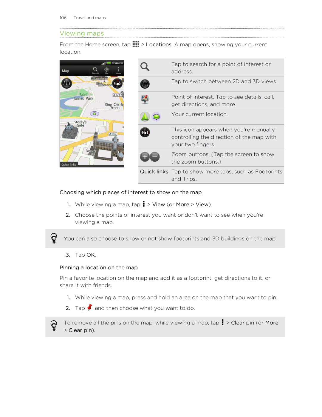 HTC C3HTCONEV4GBUNLOCKEDBLACK manual Viewing maps 