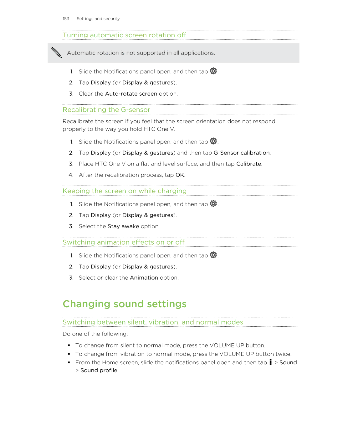 HTC C3HTCONEV4GBUNLOCKEDBLACK manual Changing sound settings 