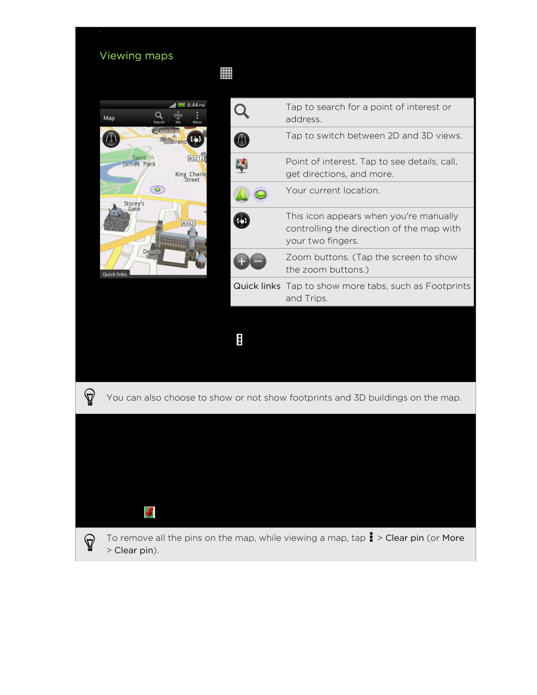 HTC C3HTCONEV4GBUNLOCKEDBLACK manual Viewing maps 