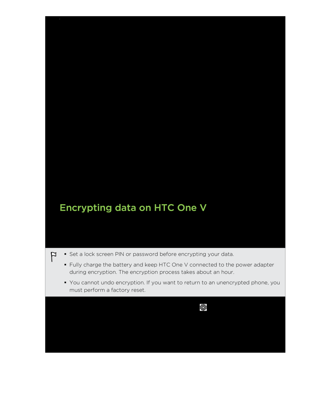 HTC C3HTCONEV4GBUNLOCKEDBLACK manual Encrypting data on HTC One, Forgot your screen lock pattern? 
