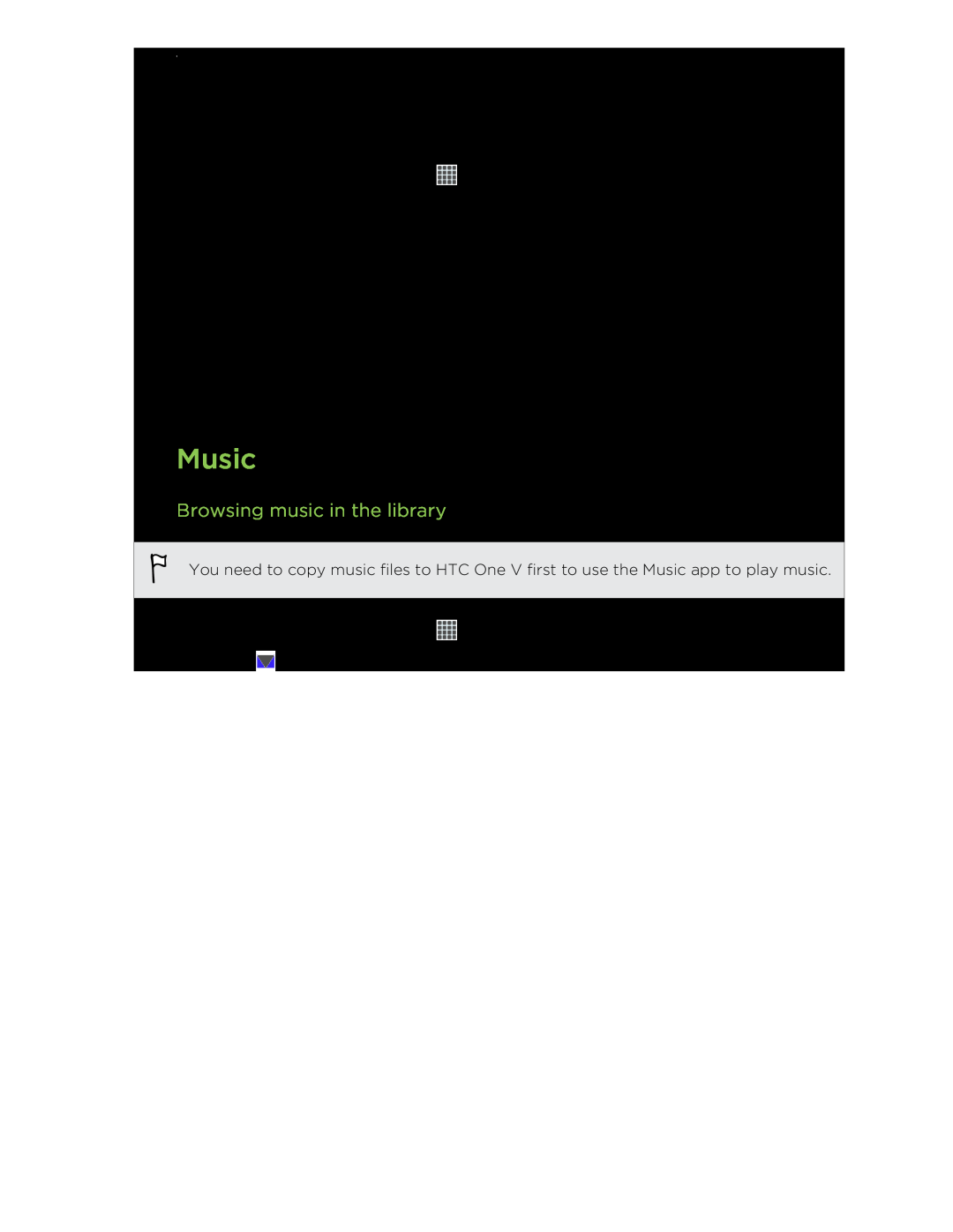 HTC C3HTCONEV4GBUNLOCKEDBLACK manual Music, Browsing music in the library 
