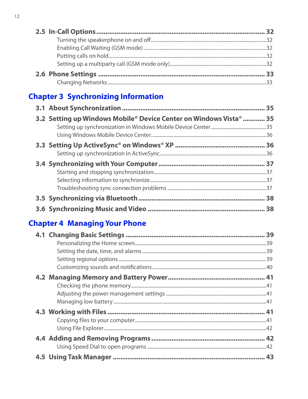 HTC CEDA100 user manual Synchronizing Information 