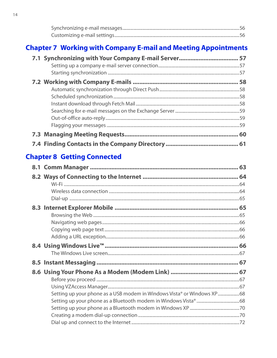 HTC CEDA100 user manual Working with Company E-mail and Meeting Appointments 