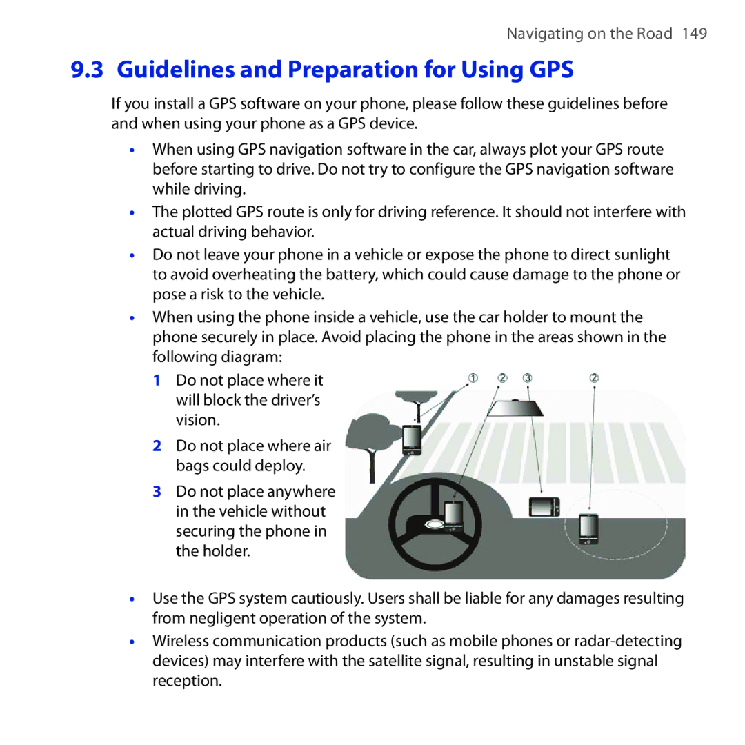 HTC Dash 3G manual Guidelines and Preparation for Using GPS 