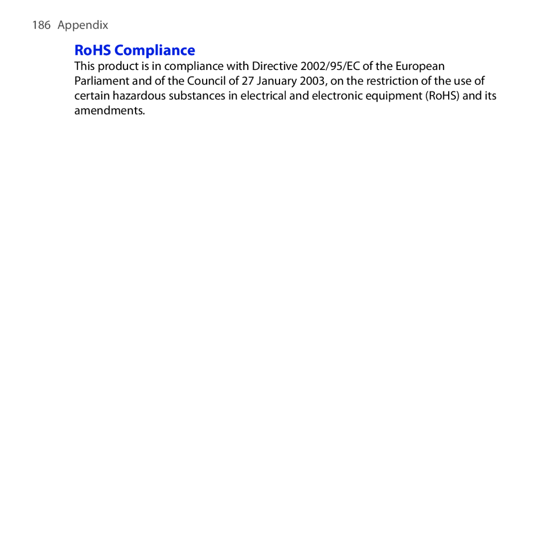 HTC Dash 3G manual RoHS Compliance 